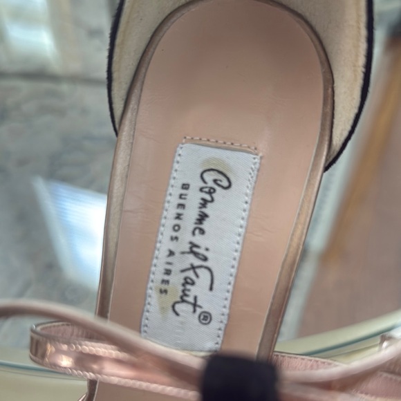 Comme Il Faut Buenos Aires Argentine Tango Elegant Rose Gold Black Heels Shoes - Picture 6 of 12